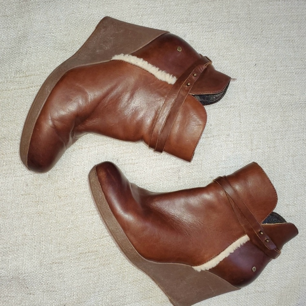 UGG leather wedge boots.
